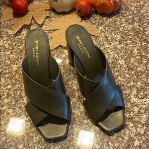 Saint Laurent Green Sandal Heels.